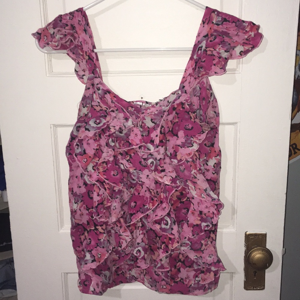 Pink ruffle top